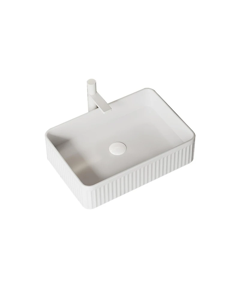 Busdays 20 Inch Rectangular Striped Ceramic Vessel Bathroom Sink No Faucet No Cabinet