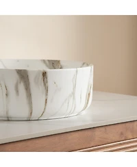 Busdays 14 Inch Round Ceramic Vessel Bathroom Sink with Stone Pattern No Faucet No Cabinet