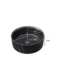 Busdays 14 Inch Round Ceramic Bathroom Sink with Stone Pattern No Faucet No Cabinet