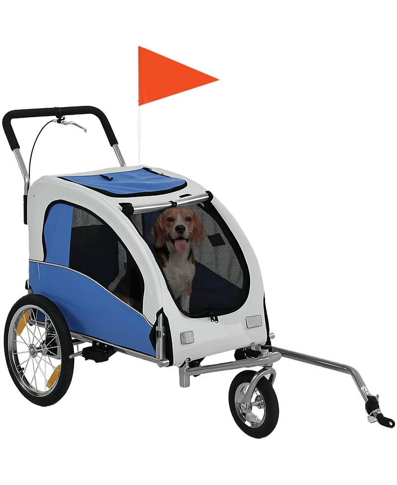 Aosom Pet Stroller with Canopy Storage Pockets Adjustable Handlebar, Green
