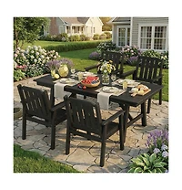 homfan Wide Seat Outdoor Patio Dining Chairs Set, All-Weather Hdpe With Back, Waterproof, Sturdy For Deck, Backyard, Poolside.