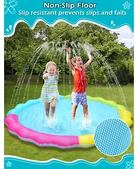 Aofar 87" Splash Pad Sprinkler Play Mat Outdoor Pool Dog Nonslip