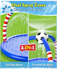 Aofar 75" Splash Pad Sprinkler Play Mat Soccer Water Spray Yard Family Dogs