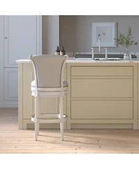 Clihome 1 Piece 31 Inch Wood Bar-Height Swivel Barstool with High-Back