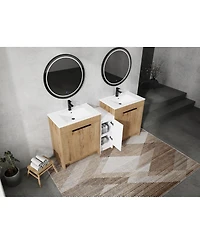 Sillysis Inch Freestanding Double Bathroom Vanity Set with Ceramic Sinks, Plywood Cabinets