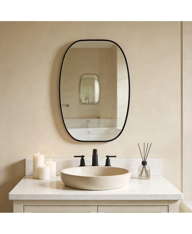 Laoties 20" x 30" Oval Bathroom Vanity Mirror, Metal Framed Wall Mirror for Bedroom and Entryway