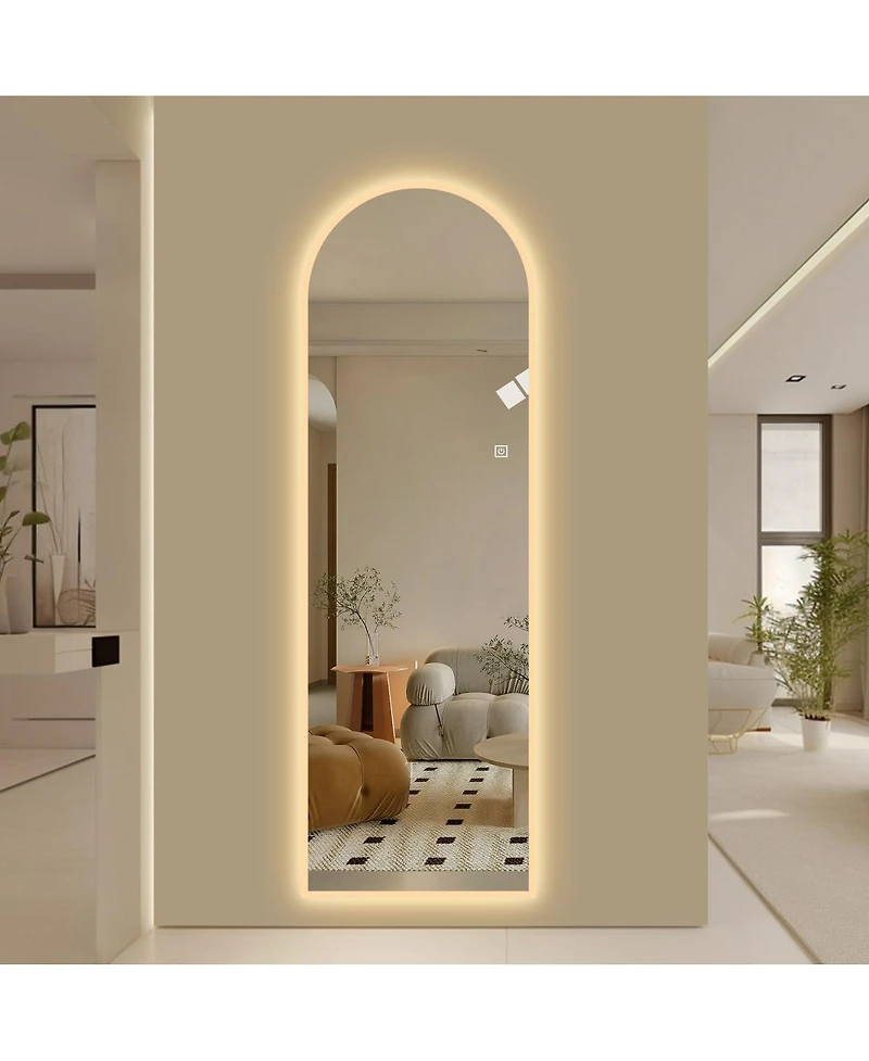 Laoties 65" x 21" Arched Led Full Length Wall Mirror, Vanity Mirror with Lights