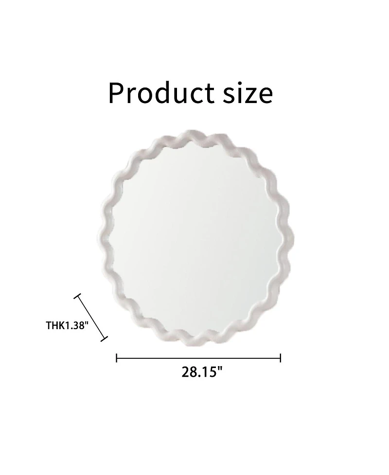 Laoties 28" Modern Round Decorative Wall Mirror with Matte Wavy Frame