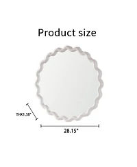Laoties 28" Modern Round Decorative Wall Mirror with Matte Wavy Frame