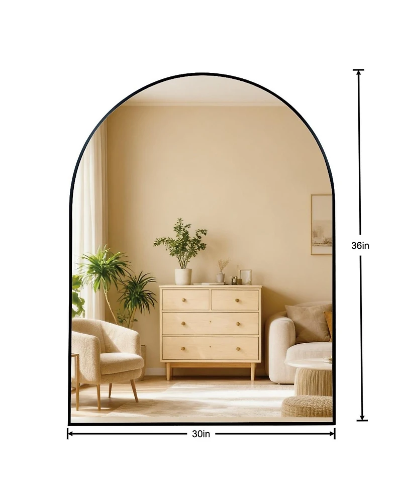 Laoties 30" x 36" Arched Metal Framed Wall Mounted Vanity Mirror for Bathroom, Bedroom and Entryway