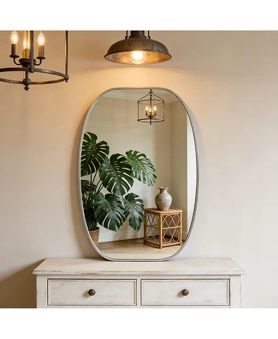 Laoties 20" x 30" Oval Bathroom Vanity Mirror, Metal Framed Wall Mirror for Bedroom and Entryway