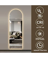 Laoties 65" x 21" Arched Led Full Length Wall Mirror, Dimmable Vanity Mirror for Bedroom and Entryway