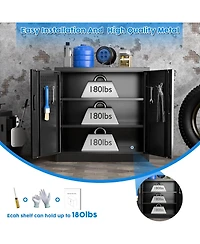 Boyel Living Metal Office Storage Cabinet with Pegboard, Lockable Filing Credenza with Adjustable Shelves for Home and Garage