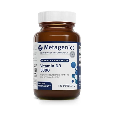 Metagenics Vitamin D3 5000 Iu Supplement High Potency Softgels for Immune, Bone and Heart Health Cholecalciferol in Coconut 120 Count