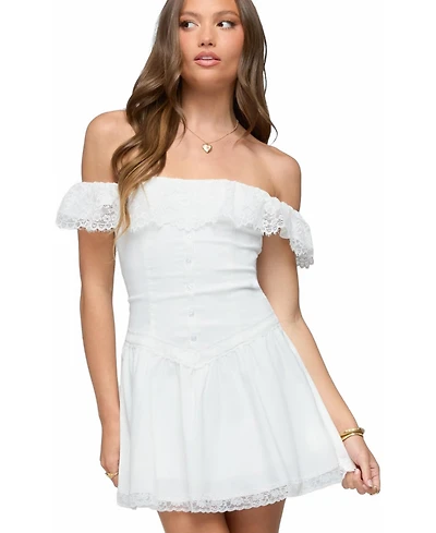 Edikted Women's Darah Lacey Off Shoulder Mini Dress
