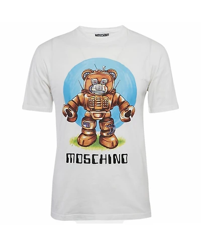Pre-Owned Moschino Men's Robot Teddy Print Cotton Crew Neck T-Shirt