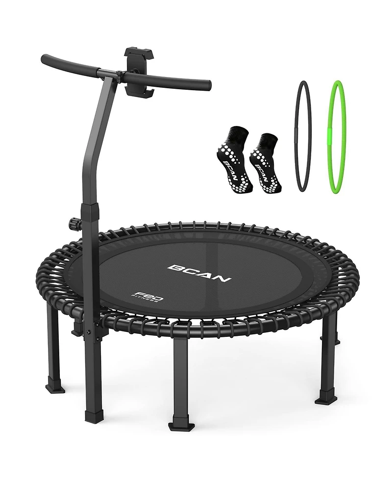 Bcan 40 Inch 500LBS Bungee Trampoline, Quiet Indoor Rebounder with Adjustable Tension and Phone Holder