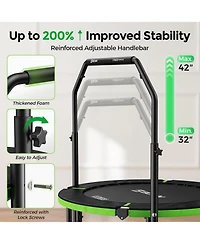 Bcan SP3 Foldable Mini Trampoline with U Shape Adjustable Foam Handle 40 Inch Adult Rebounder Trampoline Indoor Fitness Workout Max Load 330LBS