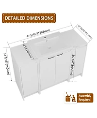 Sillysis 47 Inch Freestanding Bathroom Vanity with Resin Sink, Soft Close Doors, Water-Resistant, Double Storage Cabinets