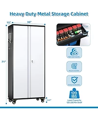 Boyel Living 71" Rolling Metal Tool Storage Cabinet, Lockable Utility Organizer with Pegboard and Drawer for Garage