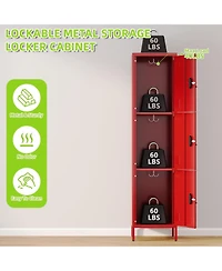 Boyel Living Metal Locker with Hooks and Ventilation, Lockable Storage Cabinet with Keys and Card Slot for Gym School Office