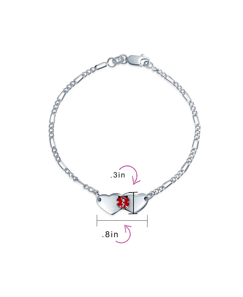 Bling Jewelry Dainty Heart Medical Identification Blank Id Bracelet .925 Sterling Silver Small Wrist