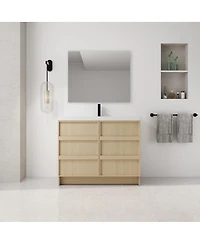 Sillysis Modern Bathroom Vanity with Resin Sink, Soft Close Doors, Adjustable Shelf, Water-Resistant Cabinet, 35/42/47 inch