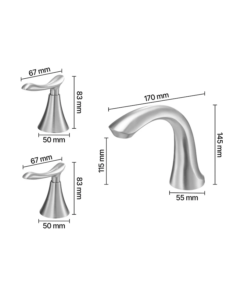Phying Multipurpose Roman Tub Faucet Set Brushed Stainless Steel 3 Hole Deck Mount Gooseneck Waterfall Faucet