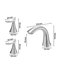 Phying Multipurpose Roman Tub Faucet Set Brushed Stainless Steel 3 Hole Deck Mount Gooseneck Waterfall Faucet