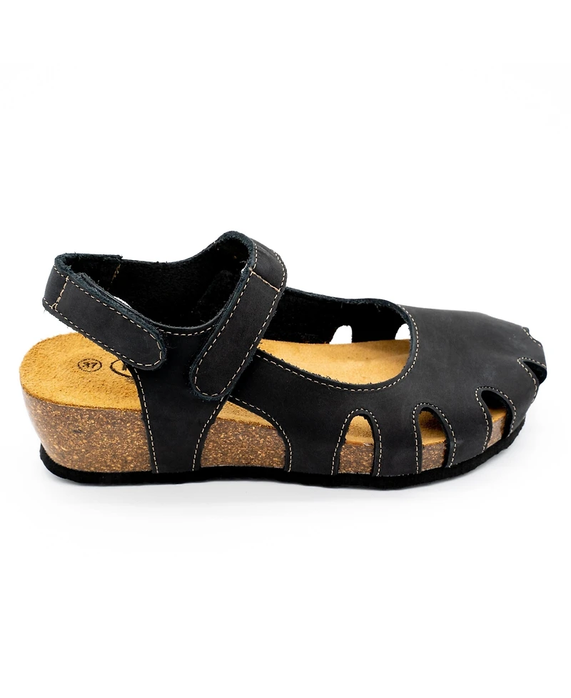 Plakton Women's Full Grain Suede Leather Closed-Toe Sandal Amy 2v