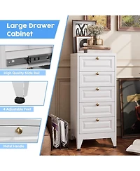 Boyel Living 39" Metal Bathroom Storage Cabinet with 5 Drawers, Freestanding Floor Organizer with Adjustable Feet