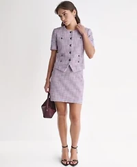 Bcbg Suits Novelty Crewneck Blazer Skirt Suit