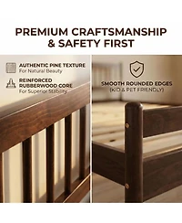 Rainsken Queen Bed Frame, with Headboard and Footboard, Pinewood Strengthened No Box Spring