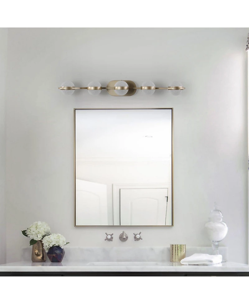 Midola Bathroom Vanity Light, Led 5 Bulb Crystal Sand Acrylic Shades, Wall Mounted Decorative Lighting Fixture, Suitable for Bathroom Vanity Mirror