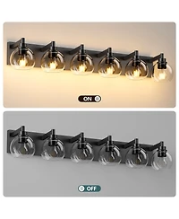 Midola Farmhouse Bathroom Vanity Light Fixtures, 6-Light Over Mirror, Rustic Sconces Wall Lighting with Glass Shade for Living Room, Bedroom, Hallway