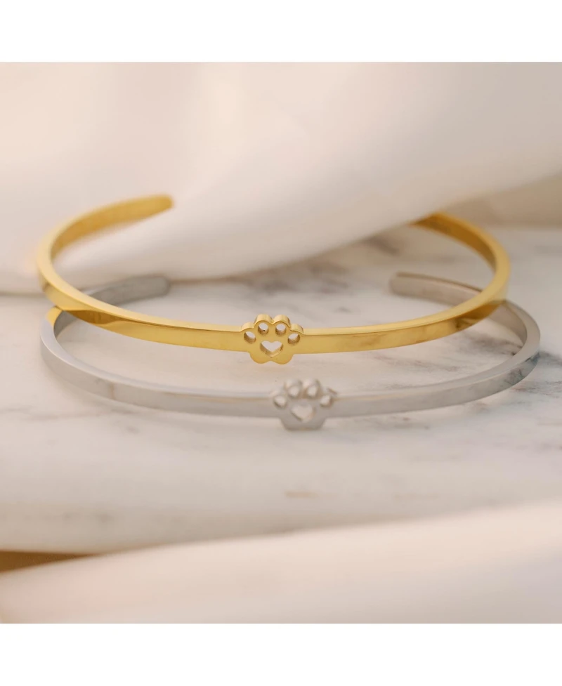 Mantra Pawprint Cuff - I Have Pawprints On My Heart Bracelet
