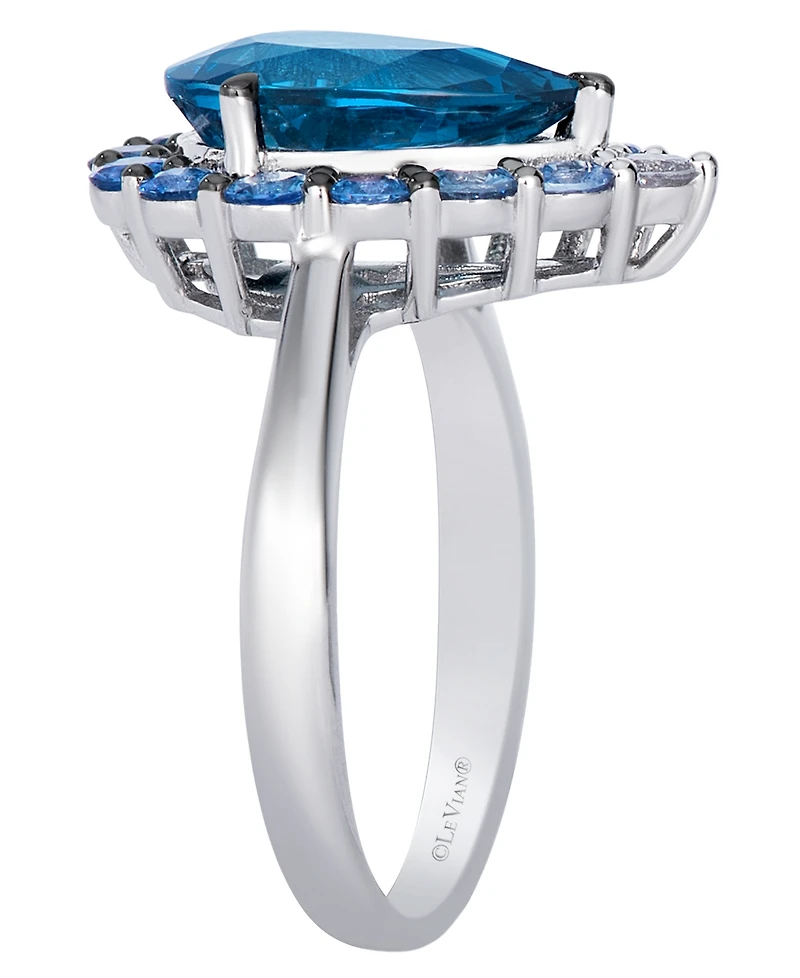 Le Vian Deep Sea Blue Topaz Pear Shaped, Sapphire Ombre & White Sapphire Ring (3-7/8 ct. t.w.) in 14k Vanilla Gold