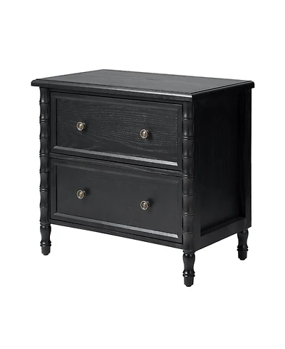 Hulala Home Nicola Transitional 26''W 2-Drawer Spindle End Table with Charging Station