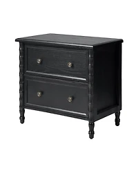Hulala Home Nicola Transitional 26''W 2-Drawer Spindle End Table with Charging Station