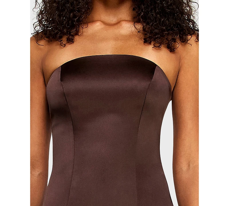 Alex & Sophia Juniors' Strapless Feather Trim Detail Dress