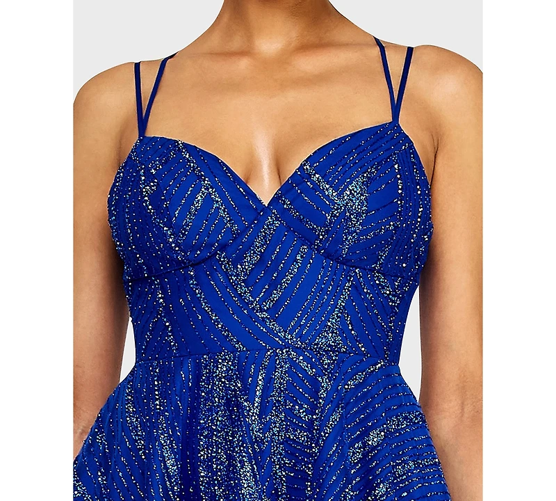 Alex & Sophia Juniors' Sweetheart Neck Glitter Dress