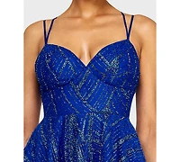 Alex & Sophia Juniors' Sweetheart Neck Glitter Dress