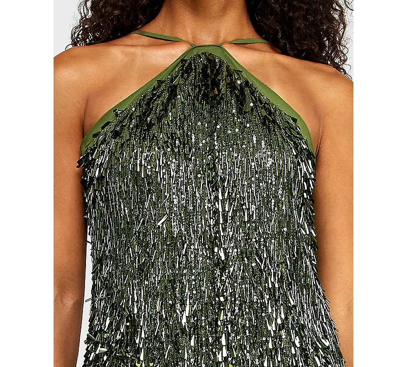 Alex & Sophia Juniors' Halter Neck Novelty Paillette Sequin Dress