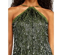 Alex & Sophia Juniors' Halter Neck Novelty Paillette Sequin Dress