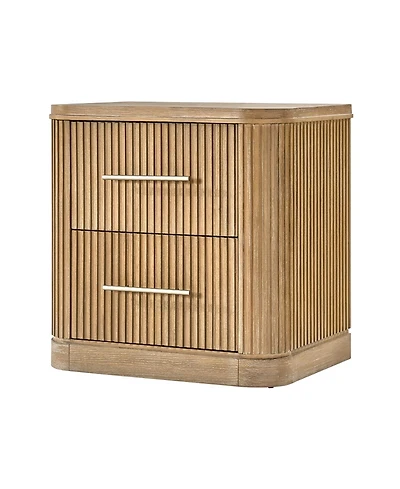 Hulala Home Bertram Modern 26''W 2-Drawer Fluted End Table with Built-in Power Strip