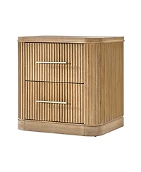 Hulala Home Bertram Modern 26''W 2-Drawer Fluted End Table with Built-in Power Strip