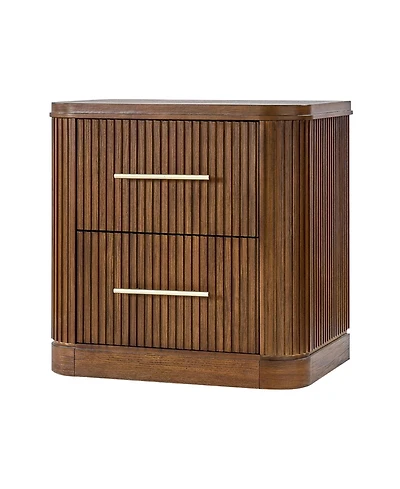 Hulala Home Bertram Modern 26''W 2-Drawer Fluted End Table with Built-in Power Strip