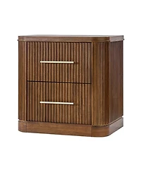Hulala Home Bertram Modern 26''W 2-Drawer Fluted End Table with Built-in Power Strip