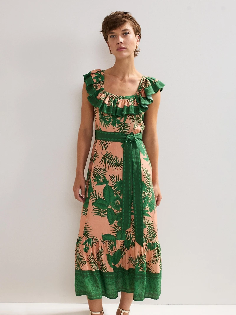 Phase Eight Women's Sandra Ruffled Square Neck Midi Dress