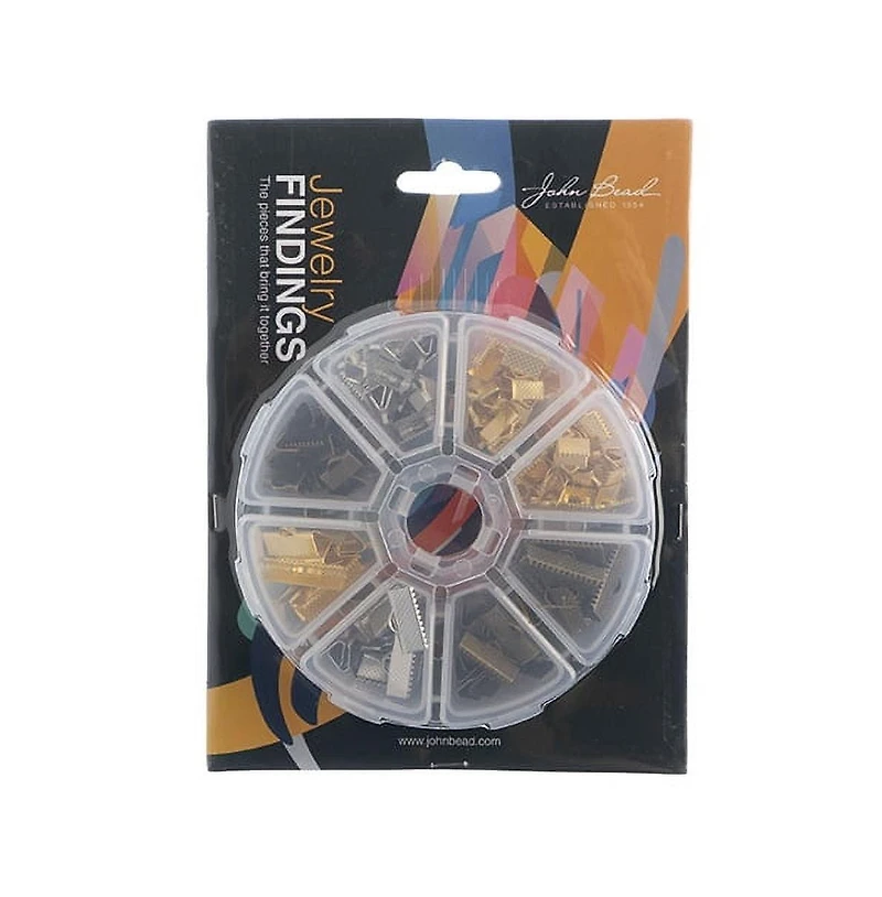 John Bead 8-Slot Clamp Ends Jewelry Findings Kit Assortment, 138pcs